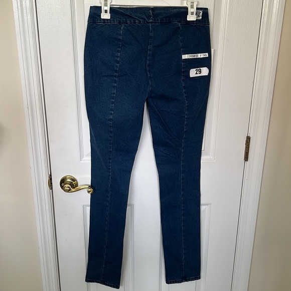 NWT Rock Revolution denim Legging jeans Sz 29 rhinestone studded logo in back - Picture 3 of 12